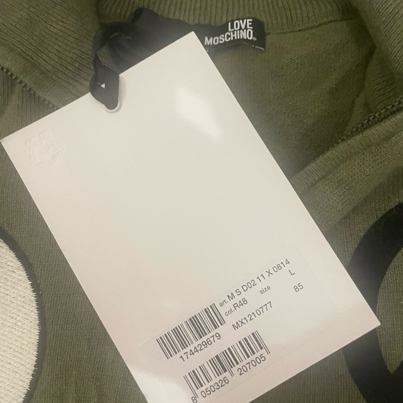Love Moschino Mens Love Peace Green Sweater Sz L - Picture 7 of 8
